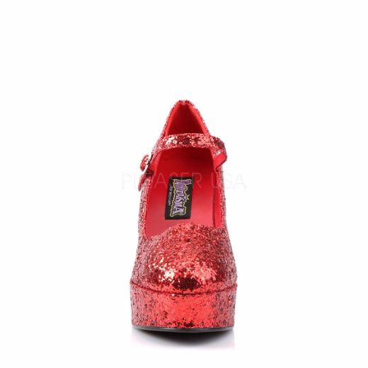 Product image of Funtasma Maryjane-50G Red Glitter, 4 inch (10.2 cm) Heel, 1 1/2 inch (3.8 cm) Platform Court Pump Shoes