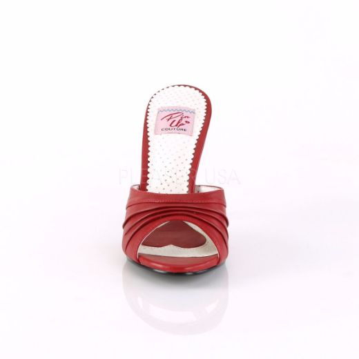 Product image of Pin Up Couture Monroe-01 Red Faux Leather, 4 1/4 inch (10.8 cm) Heel Slide Mule Shoes