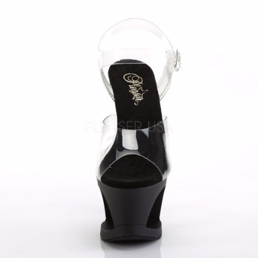 Product image of Pleaser Moon-708 Clear/Black Matte, 7 inch (17.8 cm) Heel, 2 3/4 inch (7 cm) Platform Sandal Shoes