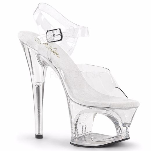 Product image of Pleaser Moon-708 Clear/Clear, 7 inch (17.8 cm) Heel, 2 3/4 inch (7 cm) Platform Sandal Shoes