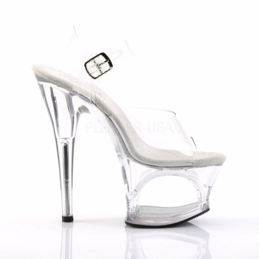 Product image of Pleaser Moon-708 Clear/Clear, 7 inch (17.8 cm) Heel, 2 3/4 inch (7 cm) Platform Sandal Shoes