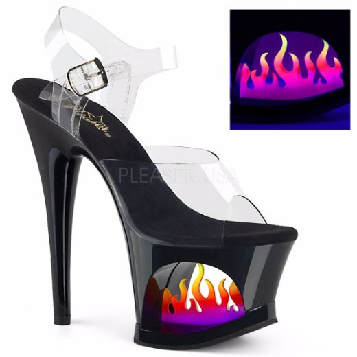 Product image of Pleaser Moon-708Flm Clear/Black-Ombre, 7 inch (17.8 cm) Heel, 2 3/4 inch (7 cm) Platform Sandal Shoes