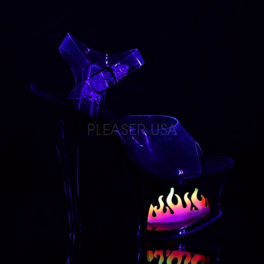 Product image of Pleaser Moon-708Flm Clear/Black-Ombre, 7 inch (17.8 cm) Heel, 2 3/4 inch (7 cm) Platform Sandal Shoes