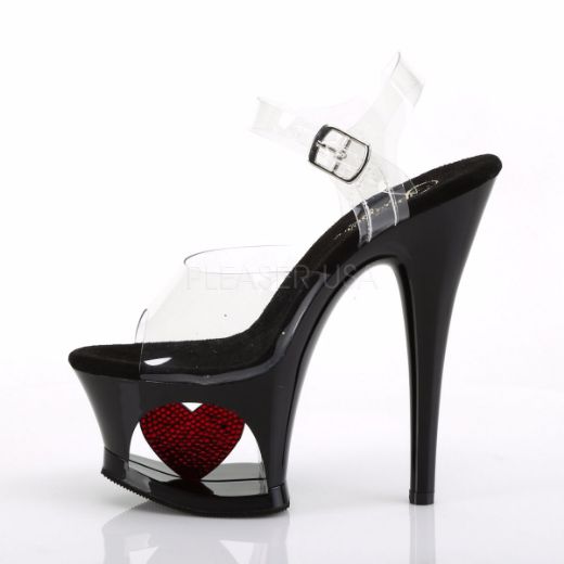 Product image of Pleaser Moon-708Hrs Clear/Black-Red, 7 inch (17.8 cm) Heel, 2 3/4 inch (7 cm) Platform Sandal Shoes