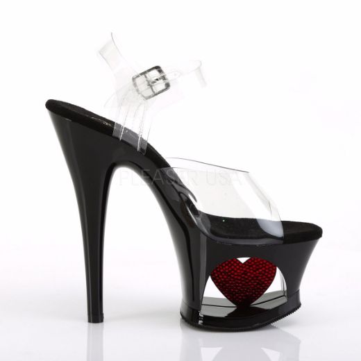 Product image of Pleaser Moon-708Hrs Clear/Black-Red, 7 inch (17.8 cm) Heel, 2 3/4 inch (7 cm) Platform Sandal Shoes