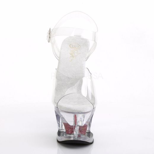 Product image of Pleaser Moon-708Hrs Clear/Clear-Red, 7 inch (17.8 cm) Heel, 2 3/4 inch (7 cm) Platform Sandal Shoes