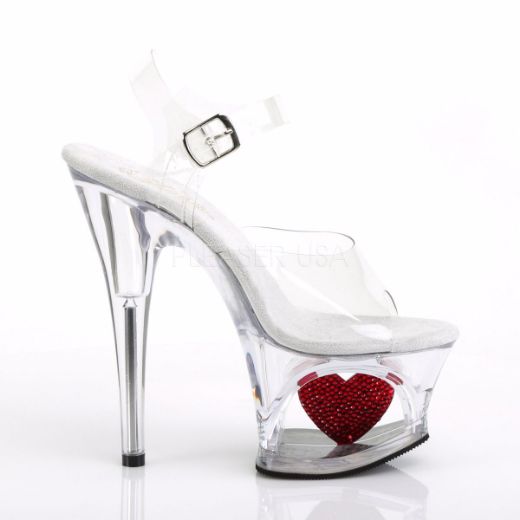 Product image of Pleaser Moon-708Hrs Clear/Clear-Red, 7 inch (17.8 cm) Heel, 2 3/4 inch (7 cm) Platform Sandal Shoes