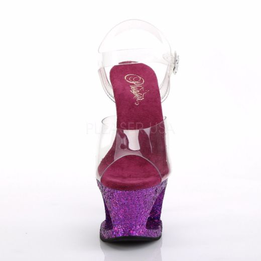 Product image of Pleaser Moon-708Lg Clear/Purple Multi Glitter, 7 inch (17.8 cm) Heel, 2 3/4 inch (7 cm) Platform Sandal Shoes