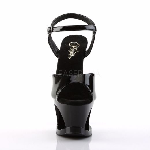 Product image of Pleaser Moon-709 Black/Black, 7 inch (17.8 cm) Heel, 2 3/4 inch (7 cm) Platform Sandal Shoes