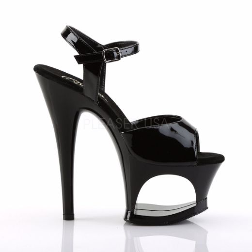 Product image of Pleaser Moon-709 Black/Black, 7 inch (17.8 cm) Heel, 2 3/4 inch (7 cm) Platform Sandal Shoes