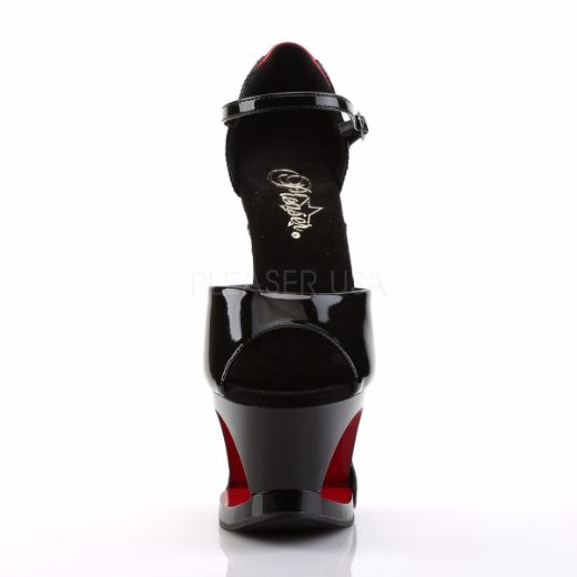 Product image of Pleaser Moon-760Fh Black-Red Patent/Black, 7 inch (17.8 cm) Heel, 2 3/4 inch (7 cm) Platform Sandal Shoes