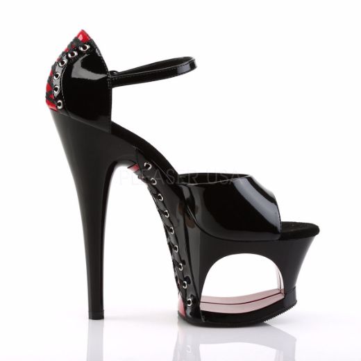 Product image of Pleaser Moon-760Fh Black-Red Patent/Black, 7 inch (17.8 cm) Heel, 2 3/4 inch (7 cm) Platform Sandal Shoes