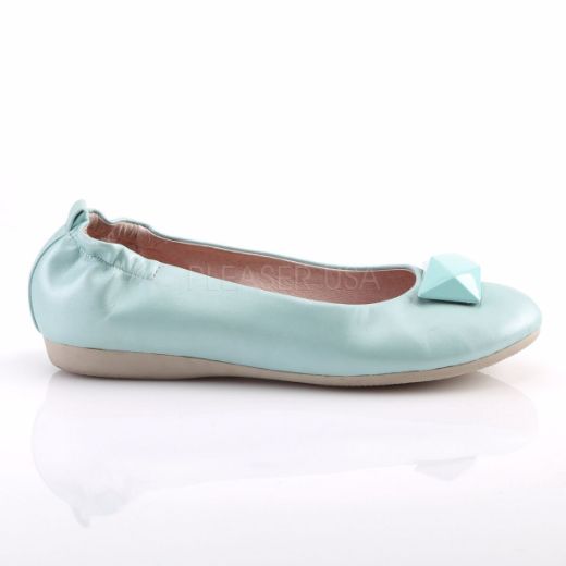 Product image of Pin Up Couture Olive-08 Aqua Faux Leather Flat Shoes