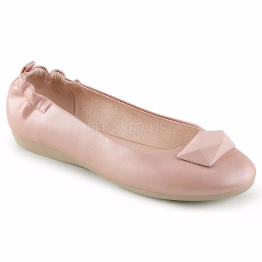 Product image of Pin Up Couture Olive-08 Baby Pink Faux Leather Flat Shoes