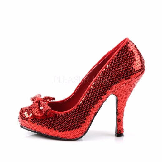 Product image of Funtasma Oz-06 Red Sequins, 4 1/2 inch (11.4 cm) Heel, 3/4 inch (1.9 cm) Platform Court Pump Shoes