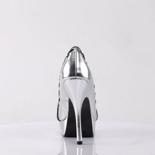 Product image of Demonia Pixie-18 Silver Vegan Leather, 5 1/4 inch (13.3 cm) Heel, 1 1/4 inch (3.2 cm) Platform Court Pump Shoes
