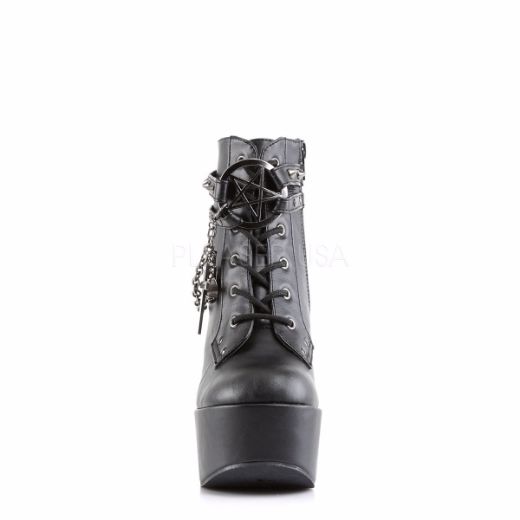 Product image of Demonia Poison-101 Black Vegan Leather, 5 inch (12.7 cm) Wedge Platform Ankle Boot