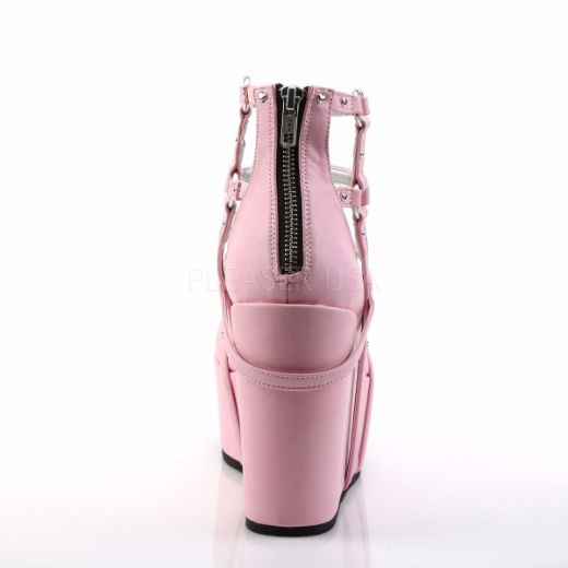 Product image of Demonia Poison-25-2 Pink Vegan Leather, 5 inch (12.7 cm) Wedge Platform Ankle Boot
