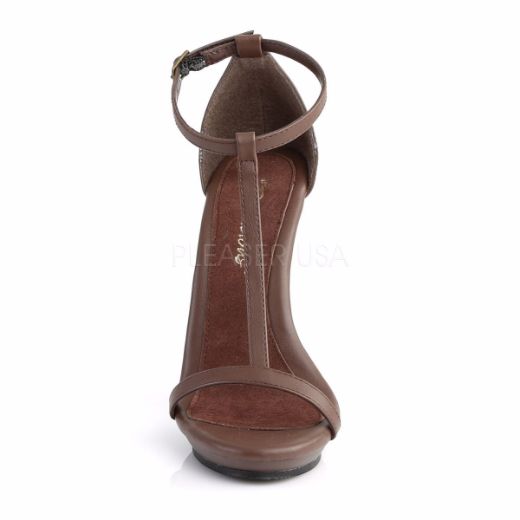 Product image of Fabulicious Poise-526 Brown Pu/Brown Matte, 5 inch (12.7 cm) Heel, 3/8 inch (1 cm) Platform Sandal Shoes