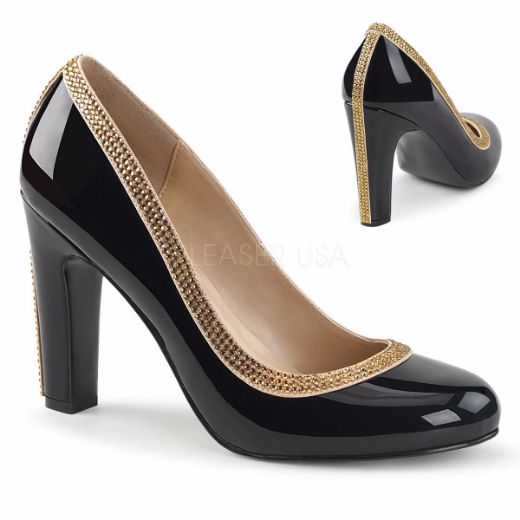 Product image of Pleaser Pink Label Queen-04 Black Patent, 4 inch (10.2 cm) Heel Court Pump Shoes