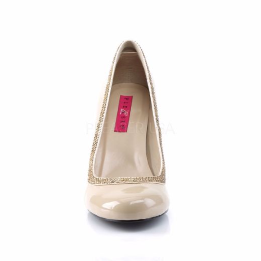 Product image of Pleaser Pink Label Queen-04 Cream Patent, 4 inch (10.2 cm) Heel Court Pump Shoes