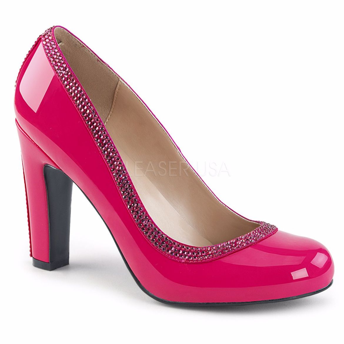 Product image of Pleaser Pink Label Queen-04 Hot Pink Patent, 4 inch (10.2 cm) Heel Court Pump Shoes