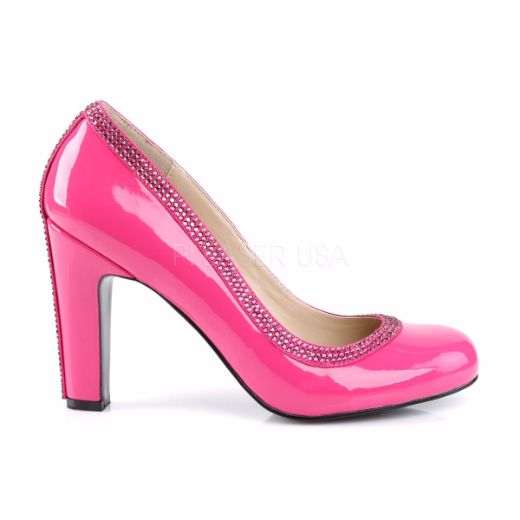 Product image of Pleaser Pink Label Queen-04 Hot Pink Patent, 4 inch (10.2 cm) Heel Court Pump Shoes