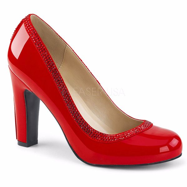 Product image of Pleaser Pink Label Queen-04 Red Patent, 4 inch (10.2 cm) Heel Court Pump Shoes