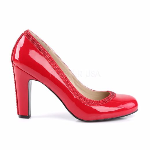 Product image of Pleaser Pink Label Queen-04 Red Patent, 4 inch (10.2 cm) Heel Court Pump Shoes