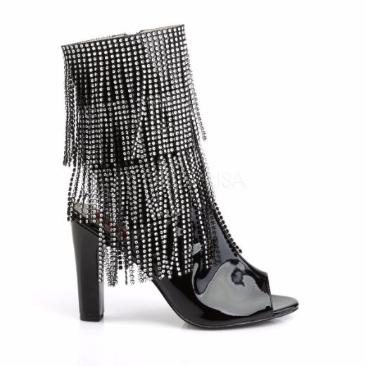 Product image of Pleaser Pink Label Queen-100 Black Patent, 4 inch (10.2 cm) Heel Ankle Boot