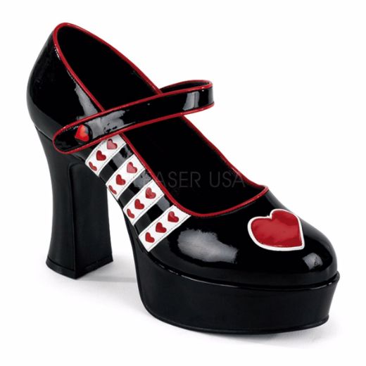 Product image of Funtasma Queen-55 Black-White-Red Patent, 4 inch (10.2 cm) Heel, 1 1/2 inch (3.8 cm) Platform Court Pump Shoes
