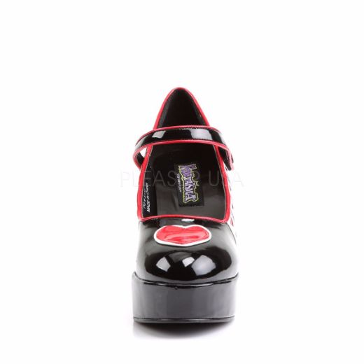 Product image of Funtasma Queen-55 Black-White-Red Patent, 4 inch (10.2 cm) Heel, 1 1/2 inch (3.8 cm) Platform Court Pump Shoes
