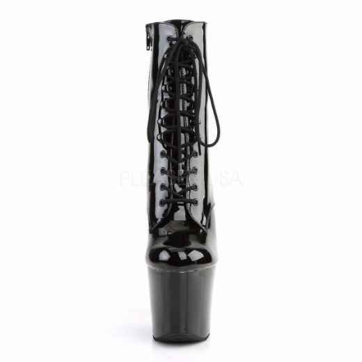 Product image of Pleaser Radiant-1020 Black Patent/Black, 7 inch (17.8 cm) Heel, 3 1/4 inch (8.3 cm) Platform Ankle Boot