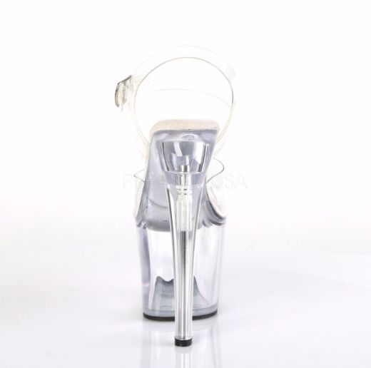 Product image of Pleaser Radiant-708 Clear/Clear, 7 inch (17.8 cm) Heel, 3 1/4 inch (8.3 cm) Platform Sandal Shoes