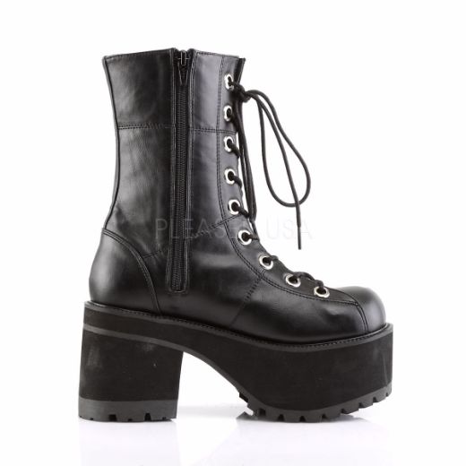 Product image of Demonia Ranger-301 Black Vegan Leather, 3 3/4 inch (9.5 cm) Heel Knee High Boot
