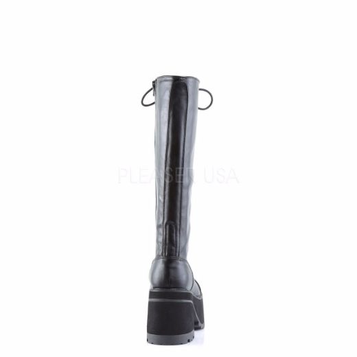Product image of Demonia Ranger-302 Black Vegan Leather, 3 3/4 inch (9.5 cm) Heel Knee High Boot