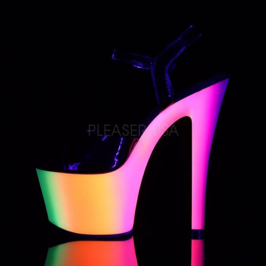 Product image of Pleaser Rainbow-309Uv Black Patent/Neon Multi, 7 inch (17.8 cm) Heel, 2 3/4 inch (7 cm) Platform Sandal Shoes