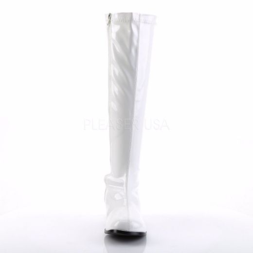 Product image of Funtasma Retro-300 White Stretch Patent, 2 inch (5.1 cm) Heel Knee High Boot