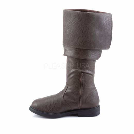 Product image of Funtasma Robinhood-100 Brown Distressed Pu, 1 inch (2.5 cm) Flat Heel Knee High Boot