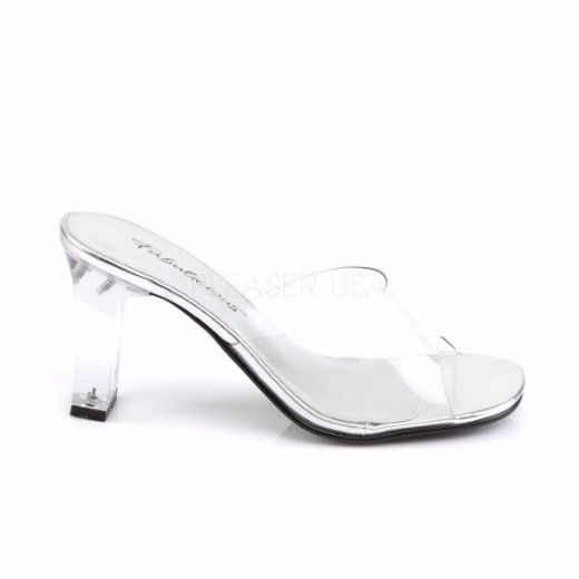 Product image of Fabulicious Romance-301 Clear Lucite, 3 1/4 inch (8.3 cm) Heel Slide Mule Shoes