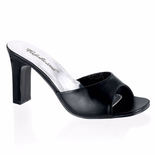 Product image of Fabulicious Romance-301-2 Black Pu, 3 1/4 inch (8.3 cm) Heel Slide Mule Shoes
