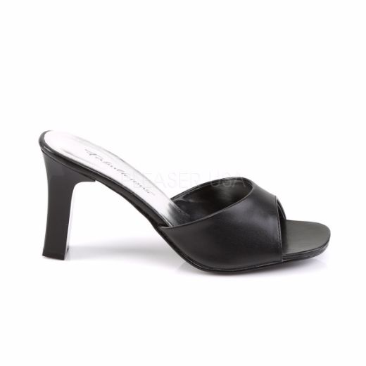 Product image of Fabulicious Romance-301-2 Black Pu, 3 1/4 inch (8.3 cm) Heel Slide Mule Shoes