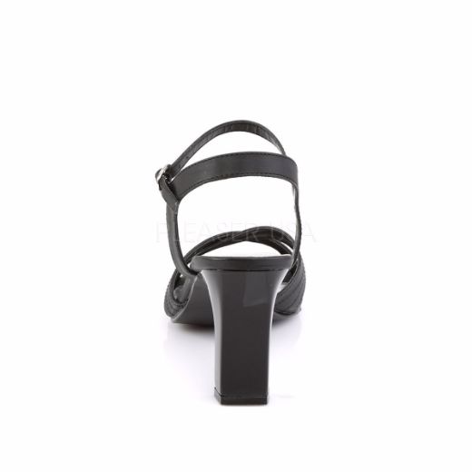 Product image of Fabulicious Romance-313 Black Satin Pu, 3 1/4 inch (8.3 cm) Heel Sandal Shoes