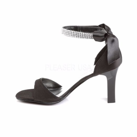 Product image of Fabulicious Romance-372 Black Satin, 3 1/4 inch (8.3 cm) Heel Sandal Shoes