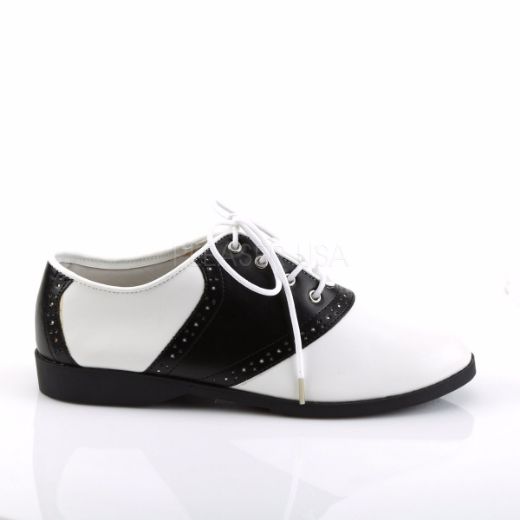 Product image of Funtasma Saddle-50 Black-White Pu, 3/4 inch (1.9 cm) Heel Court Pump Shoes