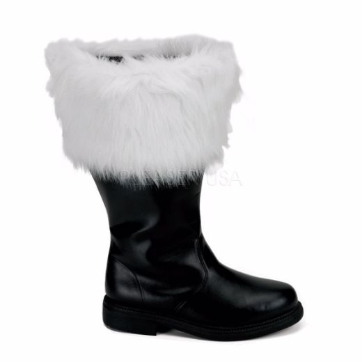 Product image of Funtasma Santa-106Wc Black Pu-White Faux Fur Knee High Boot