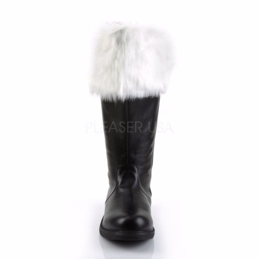 Product image of Funtasma Santa-106Wc Black Pu-White Faux Fur Knee High Boot