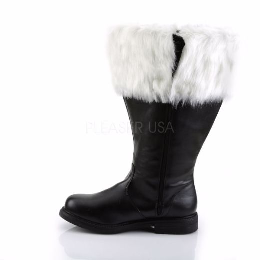 Product image of Funtasma Santa-106Wc Black Pu-White Faux Fur Knee High Boot