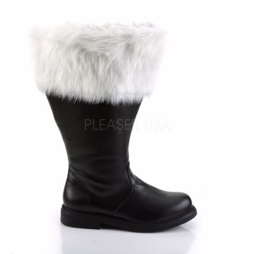 Product image of Funtasma Santa-106Wc Black Pu-White Faux Fur Knee High Boot