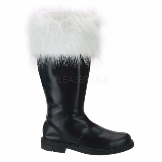 Product image of Funtasma Santa-108 Black Pu-White Faux Fur Knee High Boot